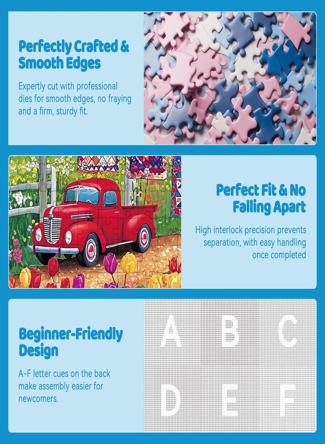 EIYRURU 300 Piece Jigsaw Puzzle for Adults - Springtime Farmyard Delight with Quilts & Tulips- Challenging and Relaxing Puzzle for Game Nights, Gifts & Home Décor (20.5" × 15") - Image 4